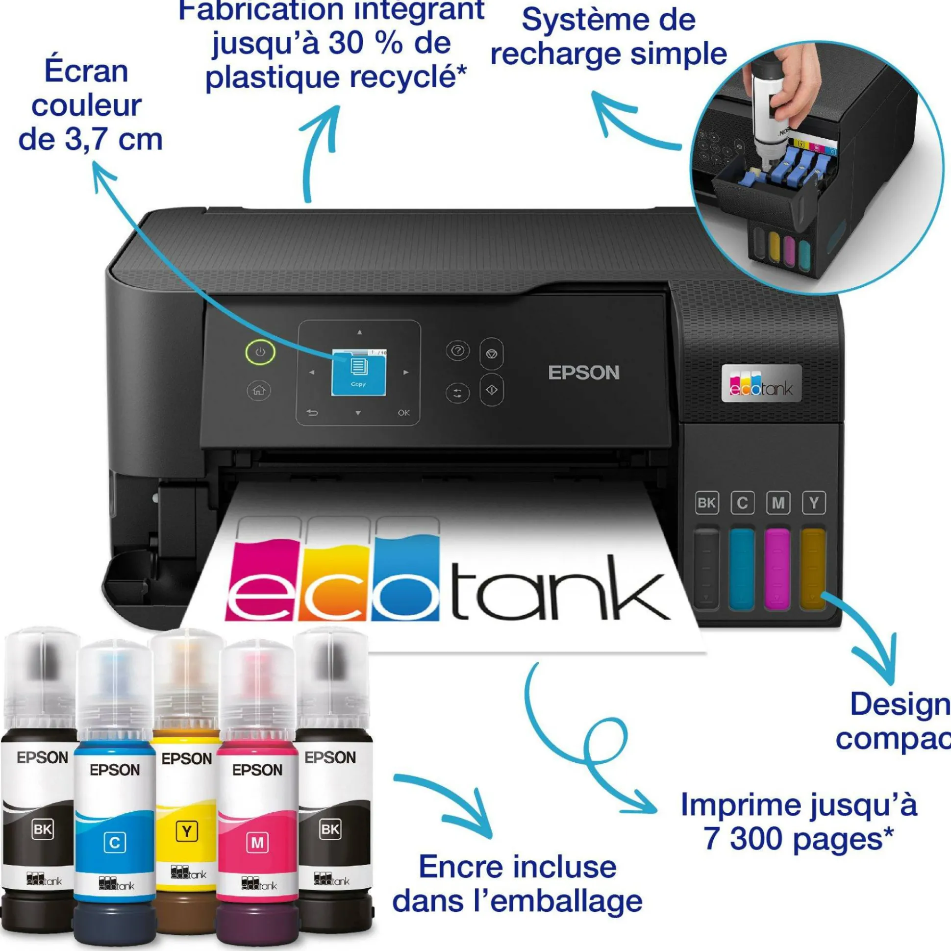 EcoTank L3560 Multifunction Wi-Fi Ink Tank A4 Printer, With Up To 3 Years Of Ink Included