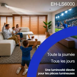 Epson EH-LS6000, vidéoprojecteur laser 4K Home Cinéma abordable, traitement d’image IA, compatible Matter, 3 400 lumens, image jusqu’à 500 pouces, garantie 5 ans