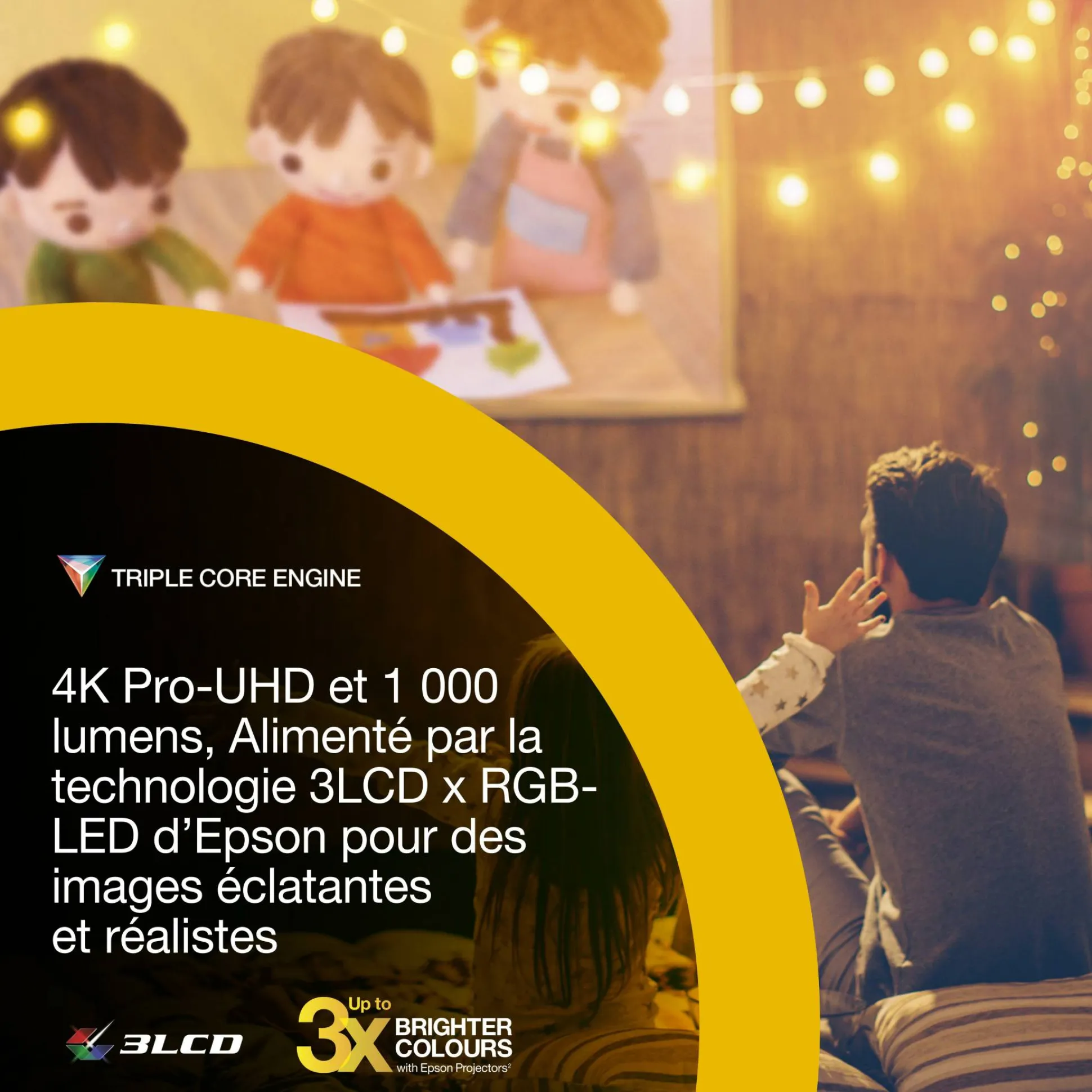 Epson Lifestudio Flex Plus EF-72, Projecteur Smart TV 4K PRO-UHD, portable, 1 000 lumens, Sound by Bose, Google TV, écran de 150 pouces