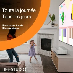 Epson Lifestudio Grand EH-LS670W, Projecteur laser intelligent à ultracourte focale, 4K PRO-UHD, 3 600 lumens, Sound by Bose, Google TV, écran de 120 pouces, garantie de 5 ans