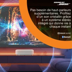 Epson Lifestudio Grand EH-LS670W, Projecteur laser intelligent à ultracourte focale, 4K PRO-UHD, 3 600 lumens, Sound by Bose, Google TV, écran de 120 pouces, garantie de 5 ans