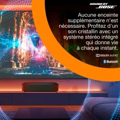 Epson Lifestudio Grand Plus EH-LS970B, Projecteur laser intelligent à ultracourte focale, Home cinéma 4K, 4 000 lumens, Sound by Bose, Google TV, écran de 150 pouces, garantie de 5 ans