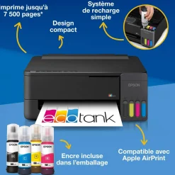 Imprimante A4 Wi-Fi et AirPrint EcoTank ET-1910 équipée de réservoirs d’encre, avec jusqu’à 3 ans d’encre inclus