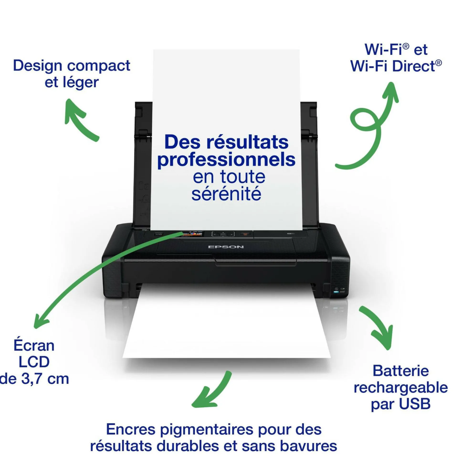 Imprimante Jet d’Encre A4 portable monofonction WorkForce WF-110W