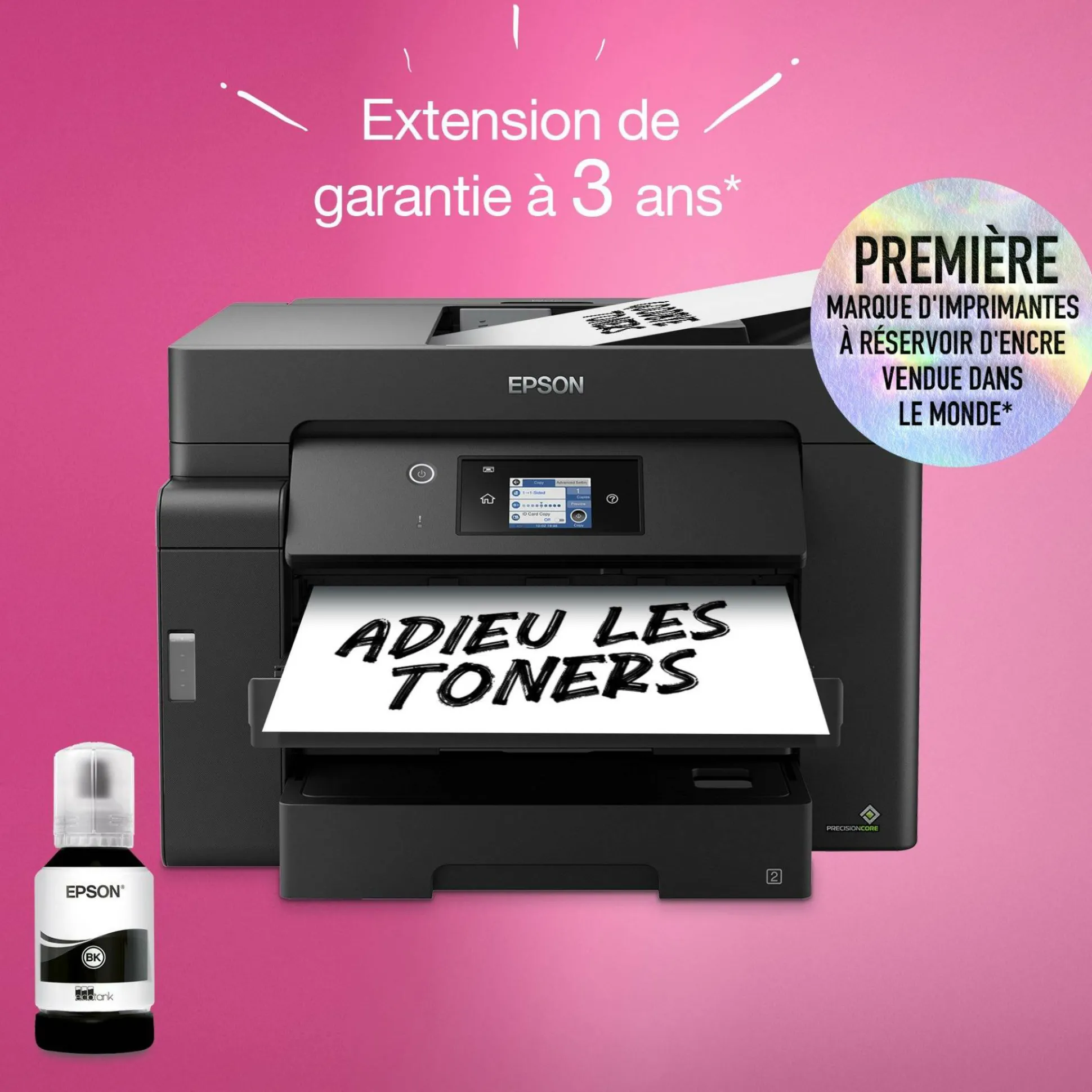 Imprimante multifonction A3 EcoTank monochrome ET-M16600 avec Wi-Fi, réservoir d’encre, scanner et copie