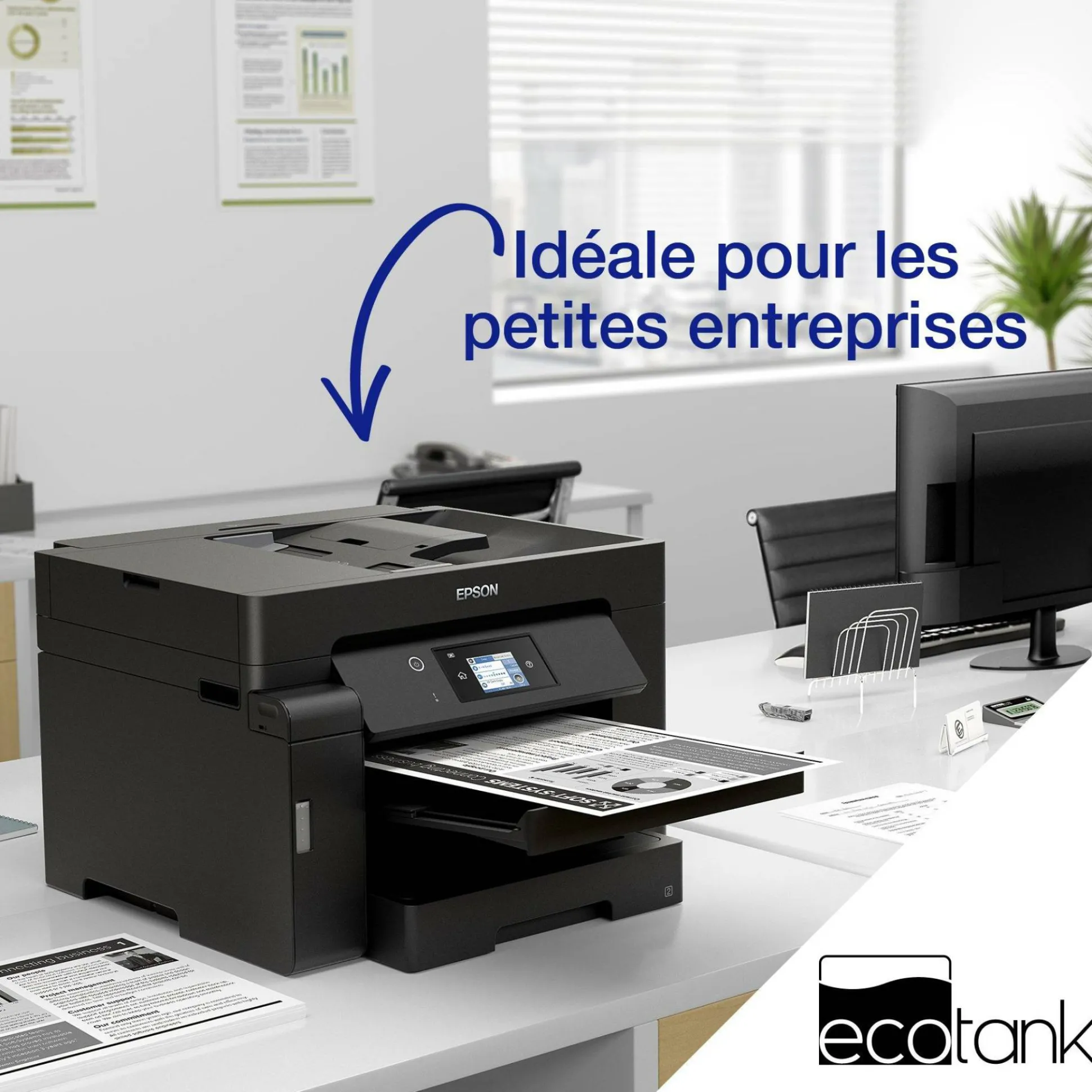 Imprimante multifonction A3 EcoTank monochrome ET-M16600 avec Wi-Fi, réservoir d’encre, scanner et copie