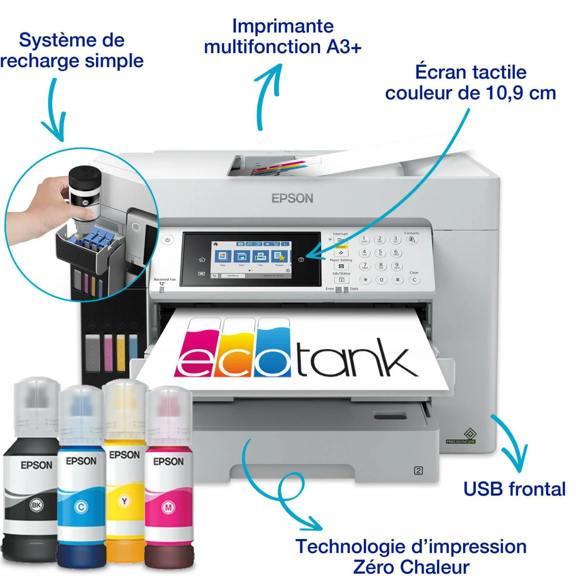 Imprimante multifonction A3 EcoTank ET-16680 avec Wi-Fi, réservoirs d’encre, scanner, copie et fax