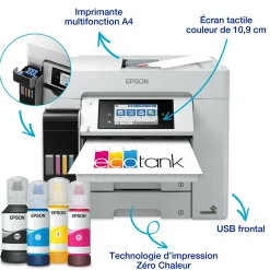Imprimante multifonction A4 EcoTank ET-5880 avec Wi-Fi, réservoirs d’encre, scanner, copie et fax