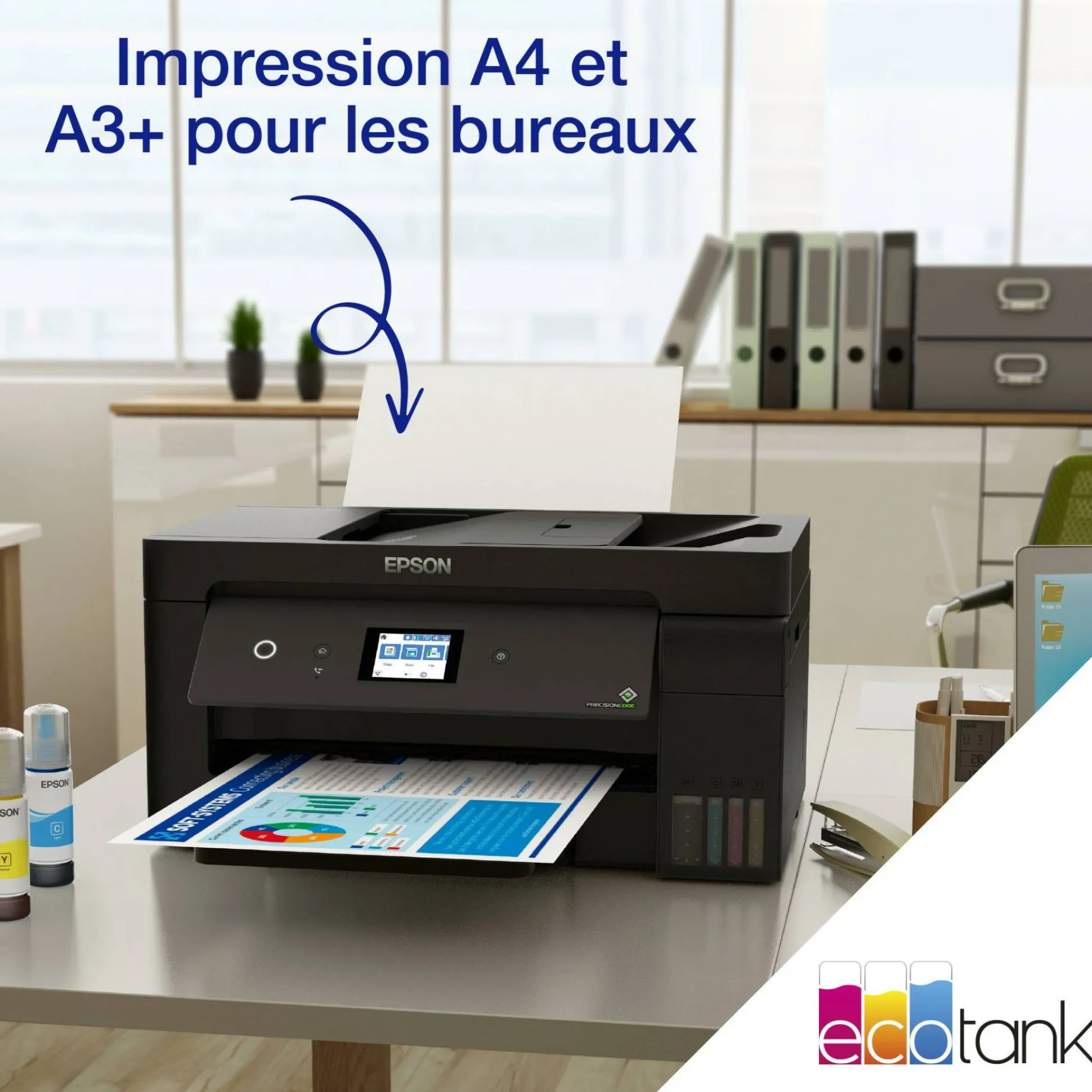 Imprimante multifonction A3+ Wi-Fi EcoTank ET-15000 équipée de réservoirs d’encre, avec jusqu’à 3 ans d’encre inclus