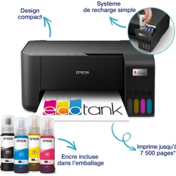 Imprimante multifonction A4 Wi-Fi EcoTank ET-2865 équipée de réservoirs d’encre, avec jusqu’à 3 ans d’encre inclus