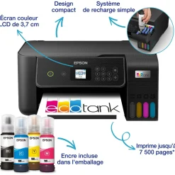 Imprimante multifonction A4 Wi-Fi EcoTank ET-2871 équipée de réservoirs d’encre, avec jusqu’à 3 ans d’encre inclus