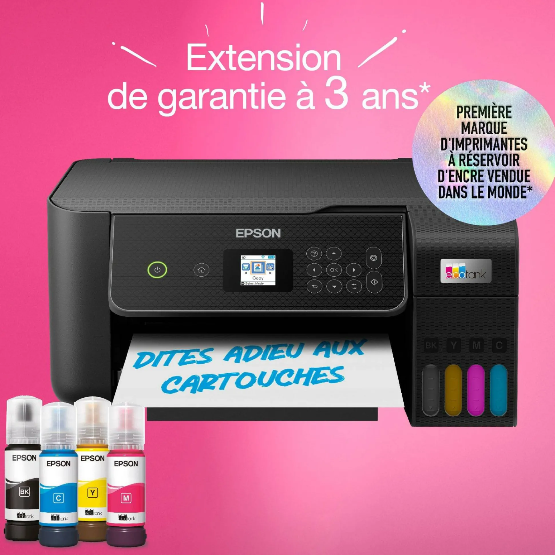 Imprimante multifonction A4 Wi-Fi EcoTank ET-2875 équipée de réservoirs d’encre, avec jusqu’à 3 ans d’encre inclus