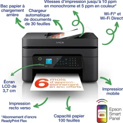 Imprimante multifonction Jet d’Encre A4 WorkForce WF-2935DWF et 6 mois d’encre offerts* avec l’abonnement ReadyPrint