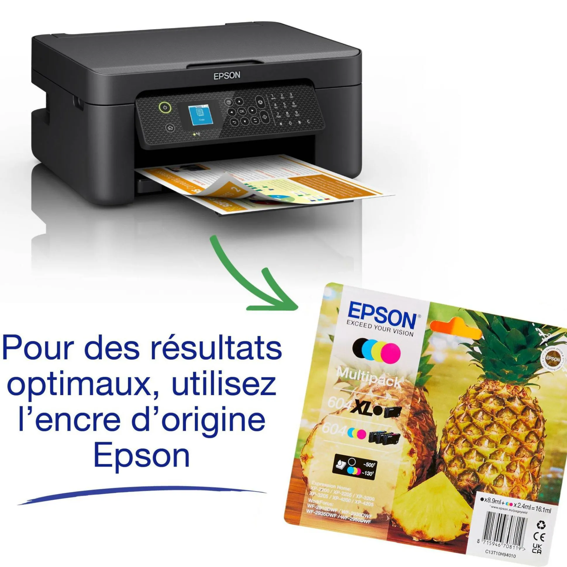 Imprimante multifonction Jet d’Encre A4 WorkForce WF-2910DWF et 6 mois d’encre offerts* avec l’abonnement ReadyPrint Flex
