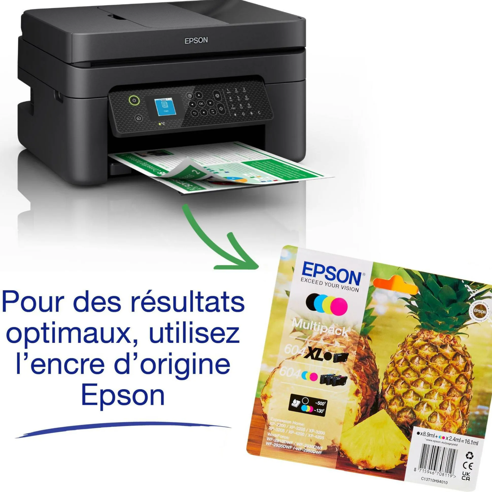 Imprimante multifonction Jet d’Encre A4 WorkForce WF-2930DWF et 6 mois d’encre offerts* avec l’abonnement ReadyPrint