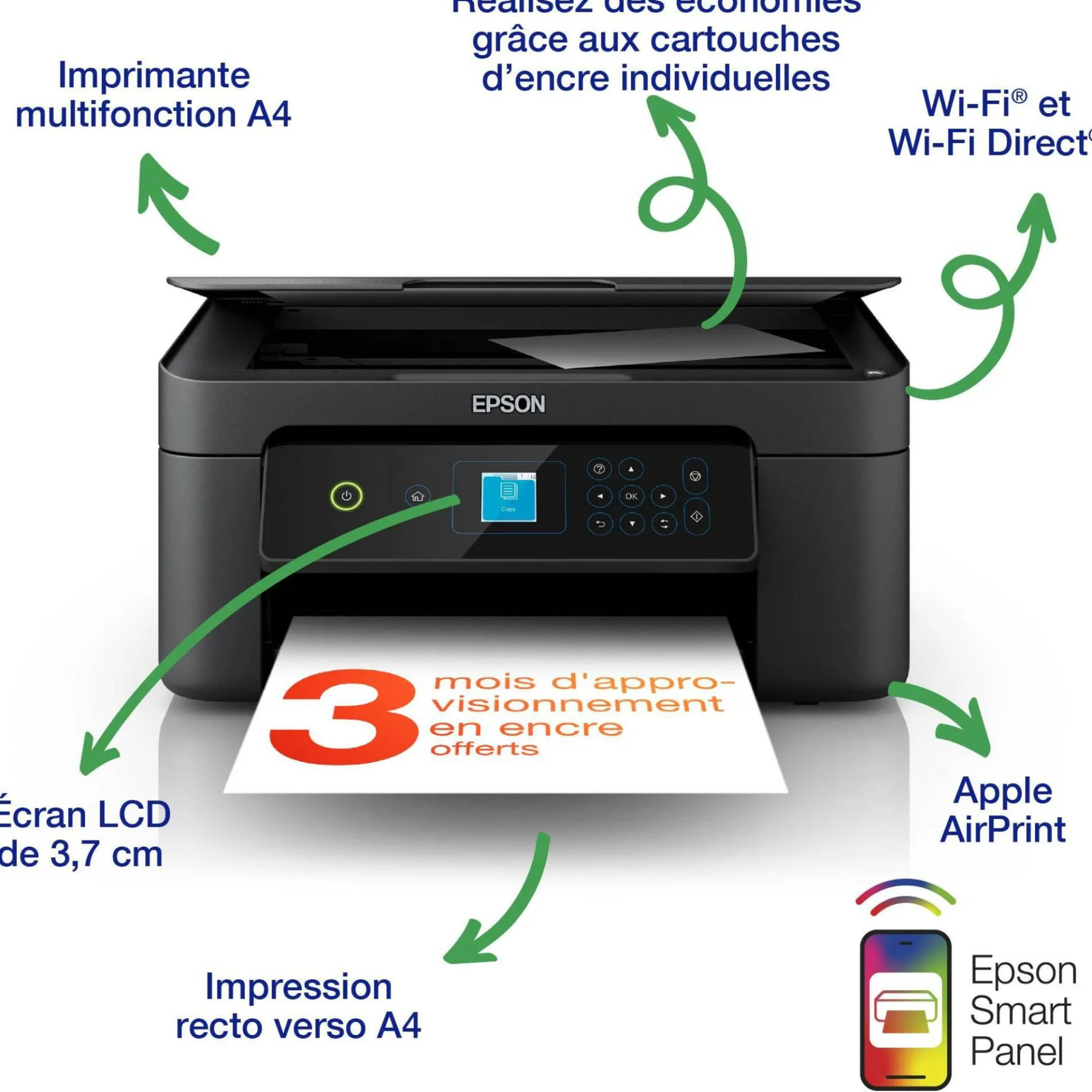 Imprimante multifonction Jet d’Encre A4 Expression XP-3205 et 6 mois d’encre offerts* avec l’abonnement ReadyPrint Flex