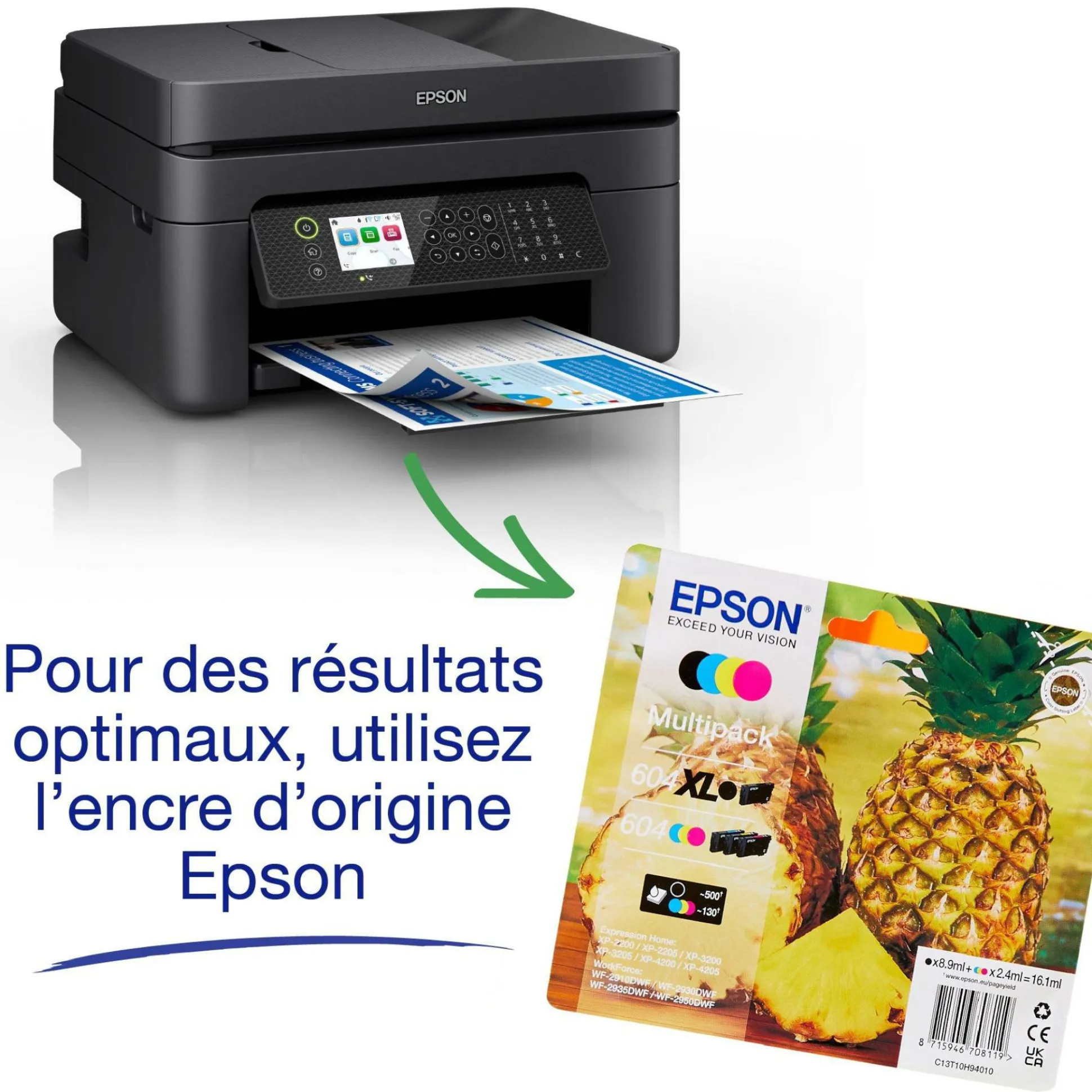 Imprimante multifonction Jet d’Encre A4 WorkForce WF-2950DWF et 6 mois d’encre offerts* avec l’abonnement ReadyPrint