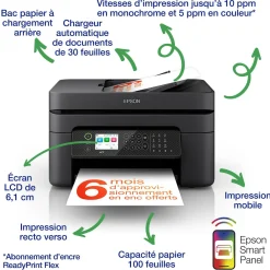 Imprimante multifonction Jet d’Encre A4 WorkForce WF-2950DWF et 6 mois d’encre offerts* avec l’abonnement ReadyPrint
