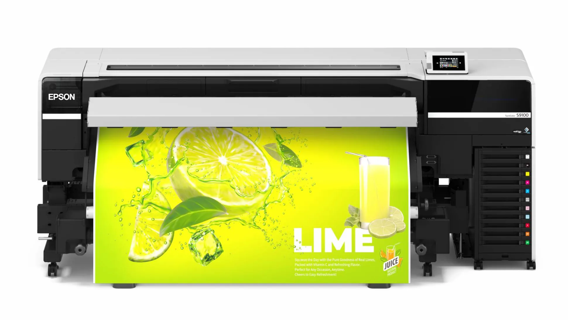 Imprimante 64 pouces (162,5 cm) ultra compacte SureColor S9100 à encre à base d’éco-solvants et avec un espace colorimétrique étendu