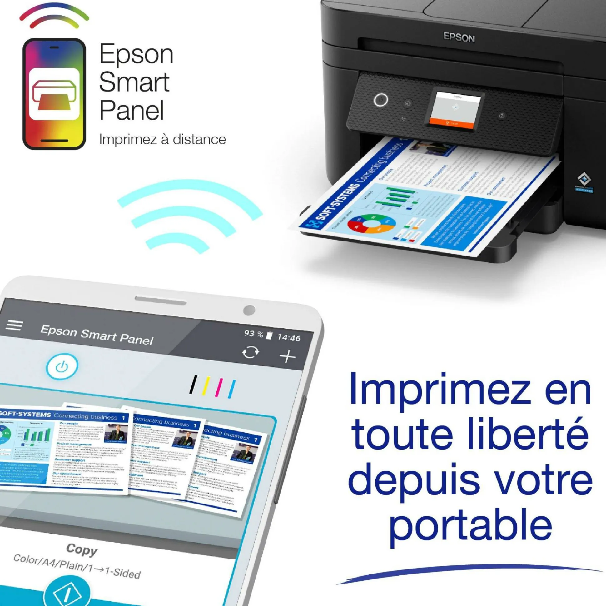 Imprimantte multifonction Jet d’Encre A4 WorkForce WF-2960DWF et 6 mois d’encre offerts* avec l’abonnement ReadyPrint