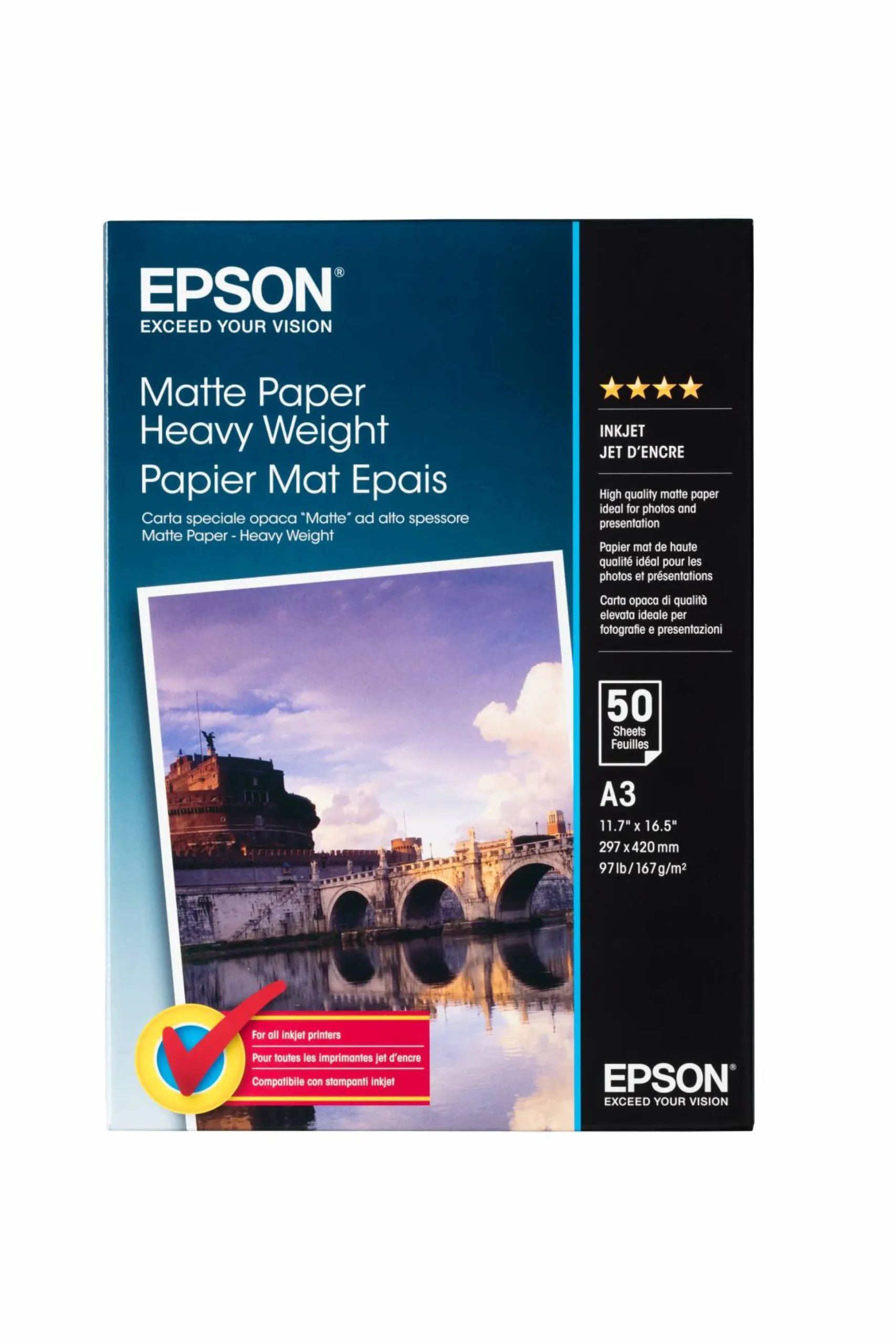 Matte Paper Heavy Weight, DIN A3, 167g/m2, 50 Sheets
