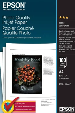 Papier A4 jet d’encre de qualité photo Epson 102 g/m2, 100 feuilles