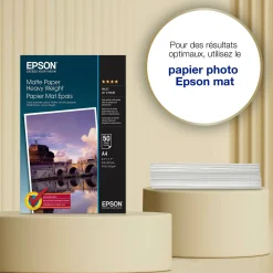Papier photo A4 mat Epson 167 g/m2, 50 feuilles