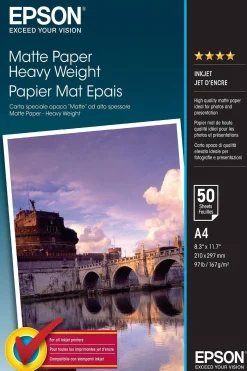 Papier photo A4 mat Epson 167 g/m2, 50 feuilles