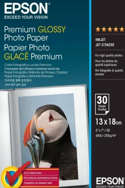 Papier photo brillant Epson Premium (130 x 180 mm), 255 g/m2, 30 feuilles