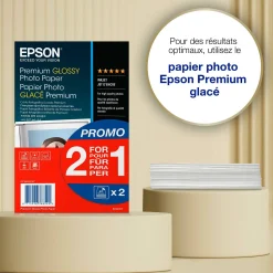 Papier photo brillant Epson Premium (100 x 150 mm), 255 g/m2, 80 feuilles