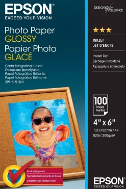 Papier photo brillant Epson (100 x 150 mm), 200 g/m2, 100 feuilles