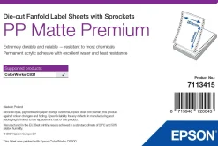 PP Matte Label Premium, Die-cut Fanfold Sheets with Sprockets, 203mm x 152mm, 1000 Labels