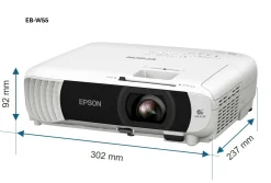 Projecteur à lampe WXGA EB-W55, Wi-Fi intégré, 2 ports HDMI, 4 000 lumens, grande taille d’image jusqu’à 320 pouces (8,13 m)