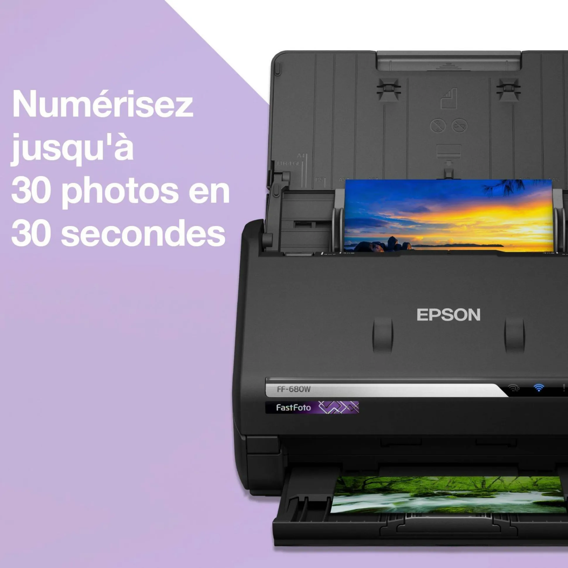 Scanner photo A4 rapide FastFoto FF-680W avec chargeur automatique et connexion Wi-Fi