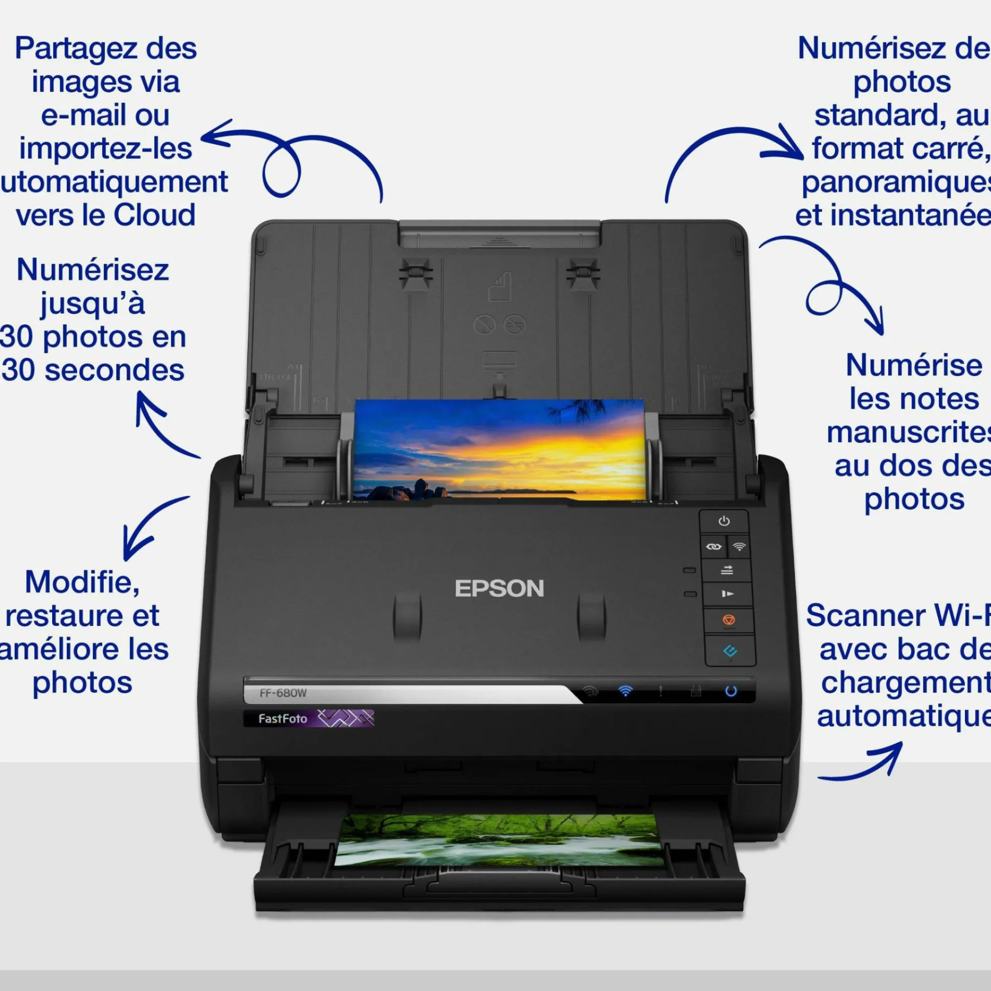 Scanner photo A4 rapide FastFoto FF-680W avec chargeur automatique et connexion Wi-Fi