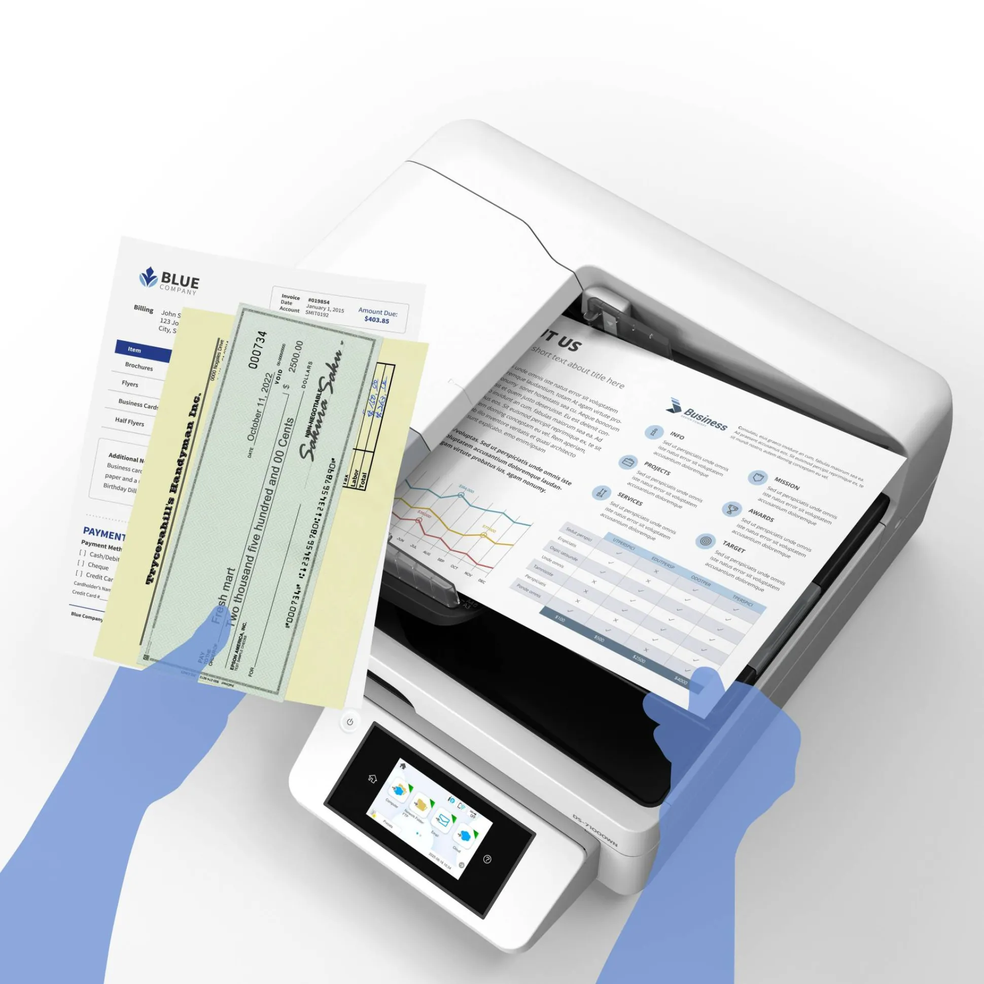 Scanner à plat A3 WorkForce DS-71000WN avec connexion réseau et compatible avec des plateformes ouvertes, avec chargeur automatique de documents de 150 feuilles