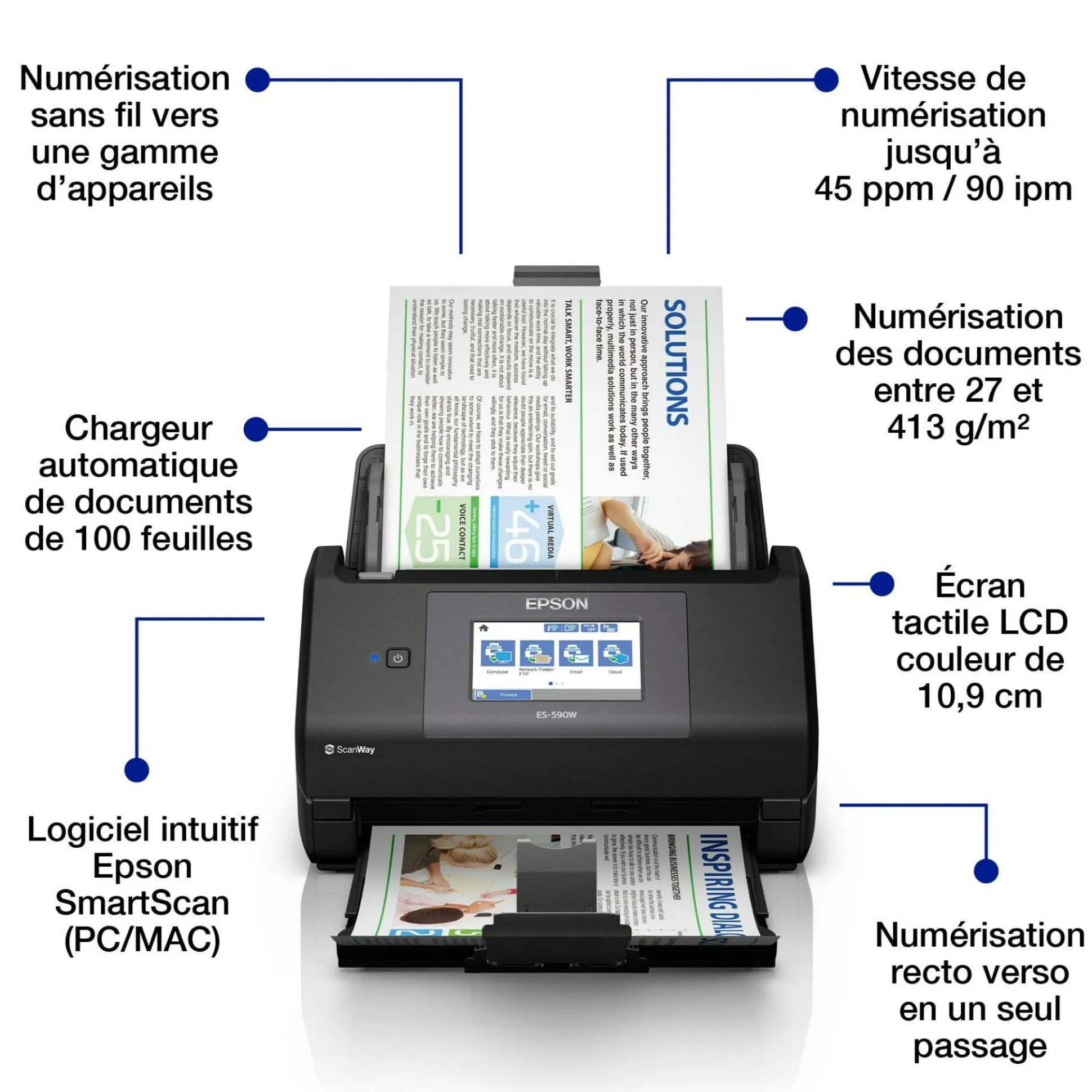 Scanner recto verso automatique A4 ES-590W WorkForce