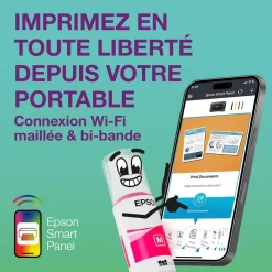 Solution d’impression A4 blanche EcoTank ET-2956 équipée d’une connexion Wi-Fi et de réservoirs d’encre, avec jusqu’à 3 ans d’encre inclus