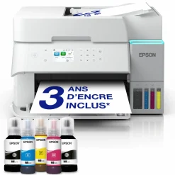 Solution d’impression A4 blanche EcoTank ET-3956 équipée d’une connexion Wi-Fi et de réservoirs d’encre, avec jusqu’à 3 ans d’encre inclus
