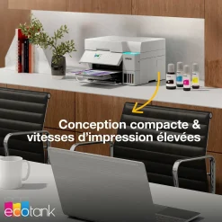 Solution d’impression A4 blanche EcoTank ET-3956 équipée d’une connexion Wi-Fi et de réservoirs d’encre, avec jusqu’à 3 ans d’encre inclus