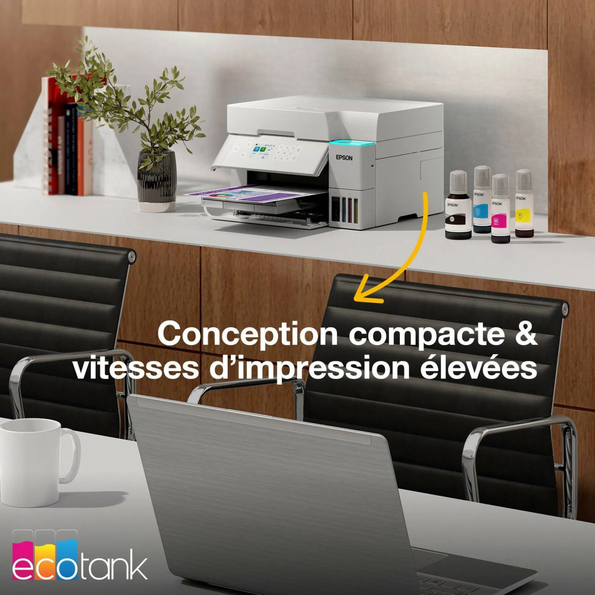 Solution d’impression A4 blanche EcoTank ET-3956 équipée d’une connexion Wi-Fi et de réservoirs d’encre, avec jusqu’à 3 ans d’encre inclus