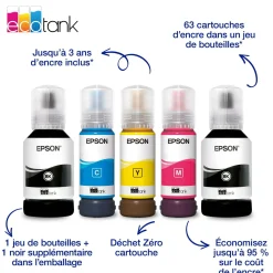 Solution d’impression A4 blanche EcoTank ET-4956 équipée d’une connexion Wi-Fi et de réservoirs d’encre, avec jusqu’à 3 ans d’encre inclus