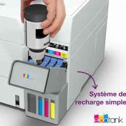 Solution d’impression A4 blanche EcoTank ET-4956 équipée d’une connexion Wi-Fi et de réservoirs d’encre, avec jusqu’à 3 ans d’encre inclus