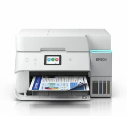 Solution d’impression A4 blanche EcoTank ET-4956 équipée d’une connexion Wi-Fi et de réservoirs d’encre, avec jusqu’à 3 ans d’encre inclus