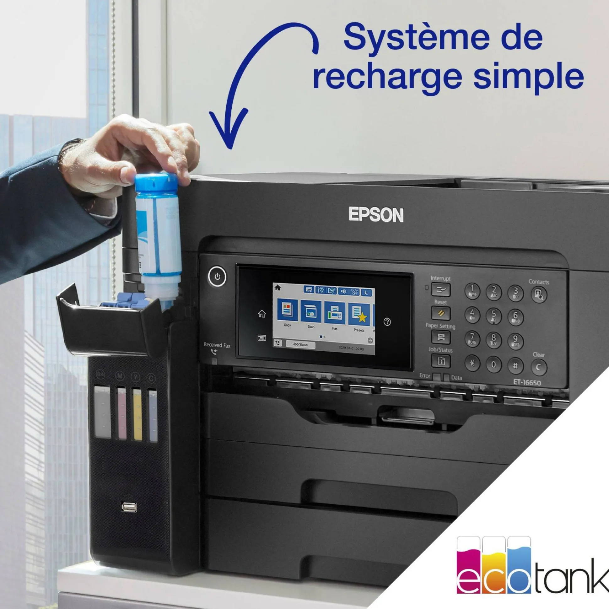 Solution d’impression A3+ EcoTank ET-16655 avec Wi-Fi, réservoirs d’encre et fax