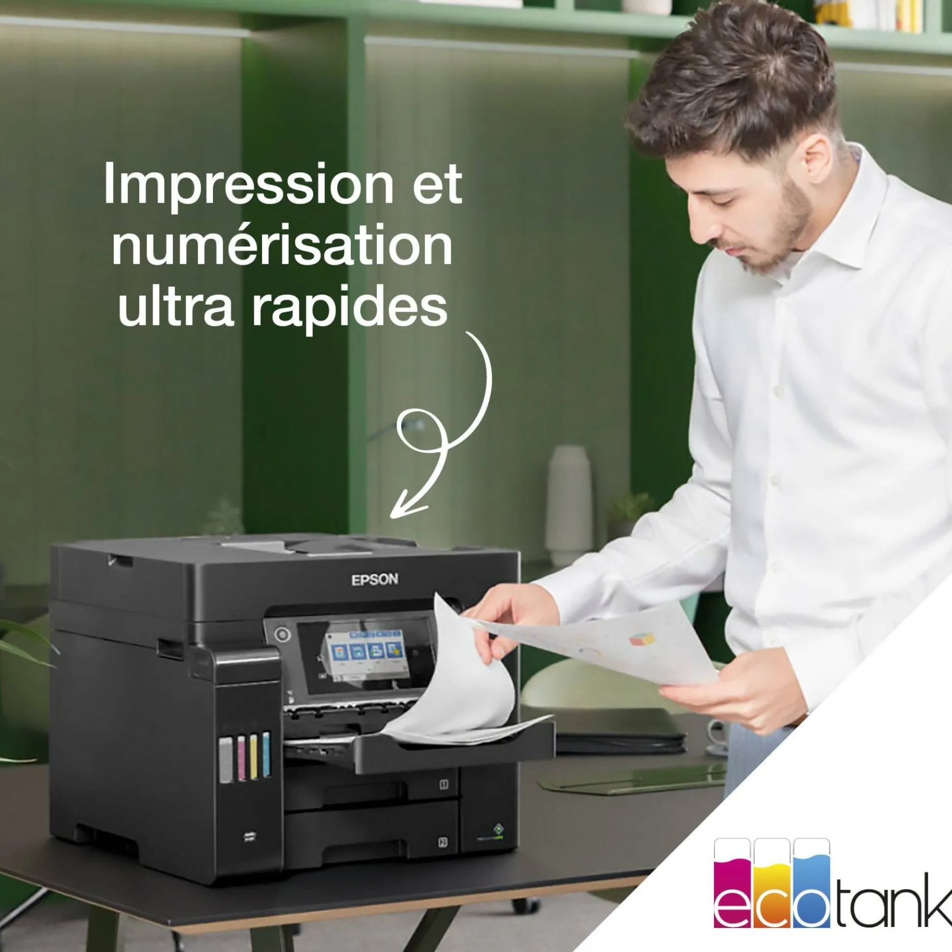Solution d’impression A4 EcoTank ET-5855 avec Wi-Fi, réservoirs d’encre et fax