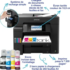 Solution d’impression A4 EcoTank ET-5805 avec Wi-Fi, réservoirs d’encre et fax