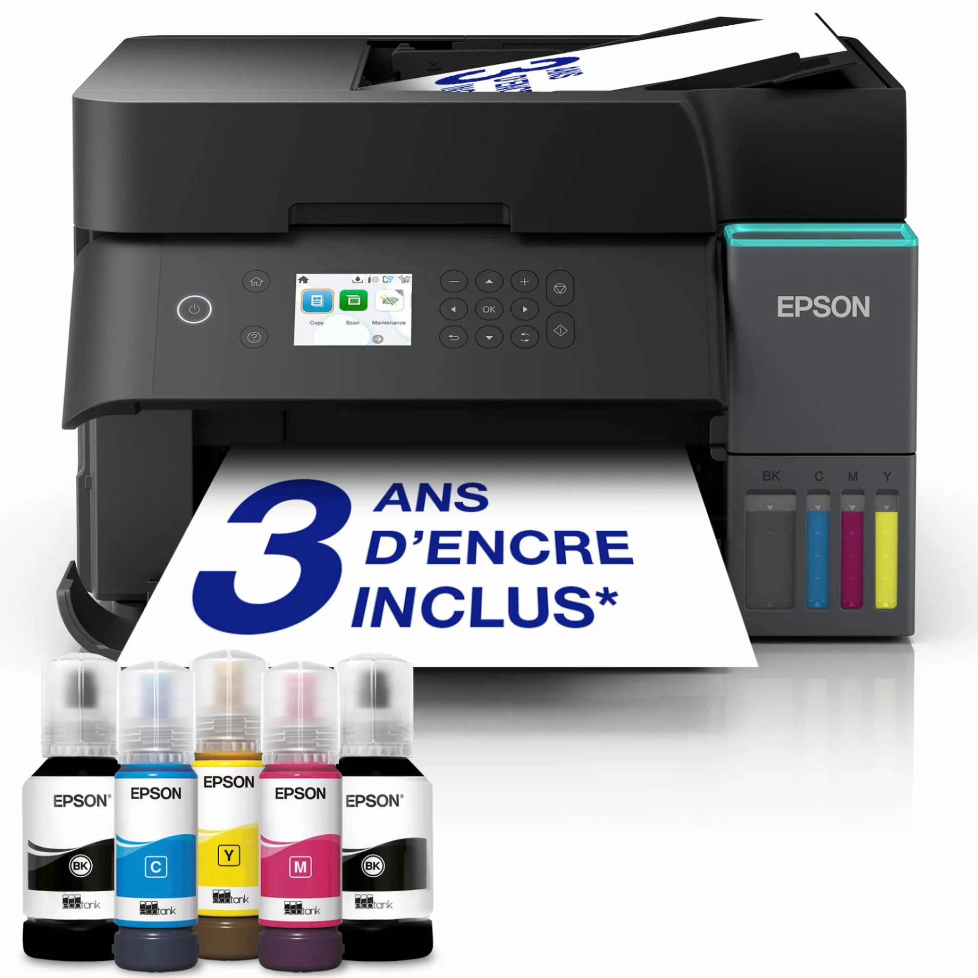 Solution d’impression A4 Wi-Fi EcoTank ET-3950 équipée de réservoirs d’encre, avec jusqu’à 3 ans d’encre inclus