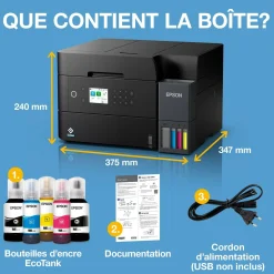 Solution d’impression A4 Wi-Fi EcoTank ET-3950 équipée de réservoirs d’encre, avec jusqu’à 3 ans d’encre inclus