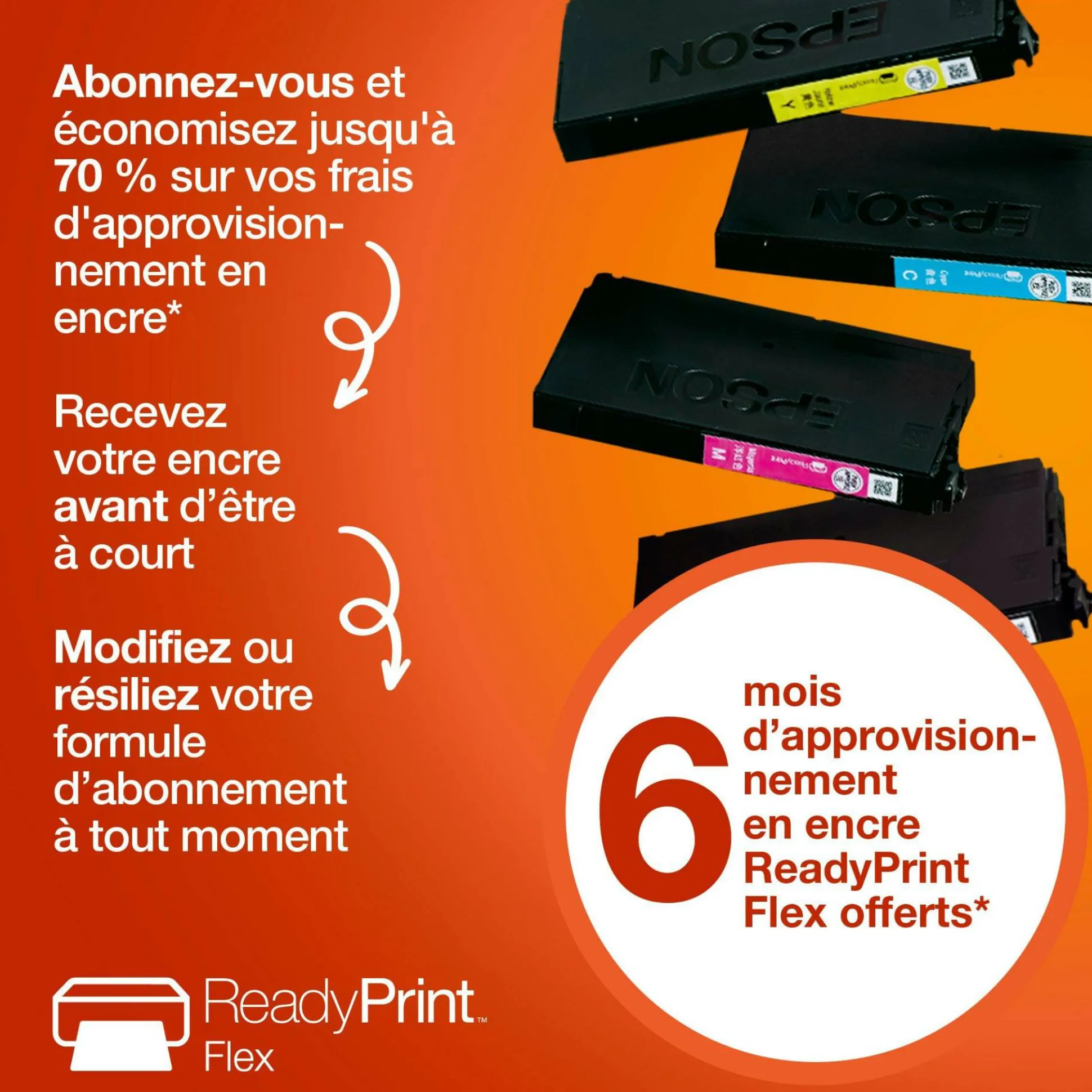 Solution d’impression Jet d’Encre A4 sans fil WorkForce Pro WF-3920 et 6 mois d’approvisionnement en encre offerts avec l’abonnement à ReadyPrint*